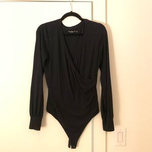 Abercrombie & Fitch Knit Long Sleeve Cross Front Bodysuit